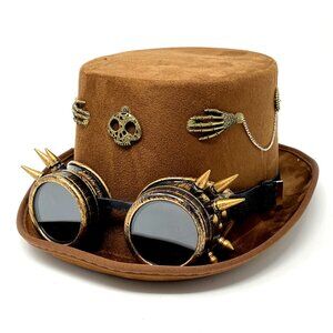 Steampunk Top Hat Metallic Scientist Time Traveler Halloween Costume Cosplay Hat